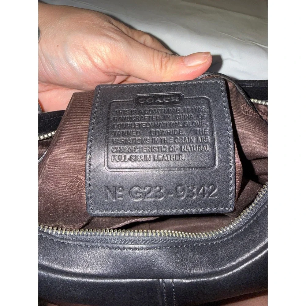 Coach 9342 Black Full-Grain Leather Hobo Shoulder Bag Silver Hardware